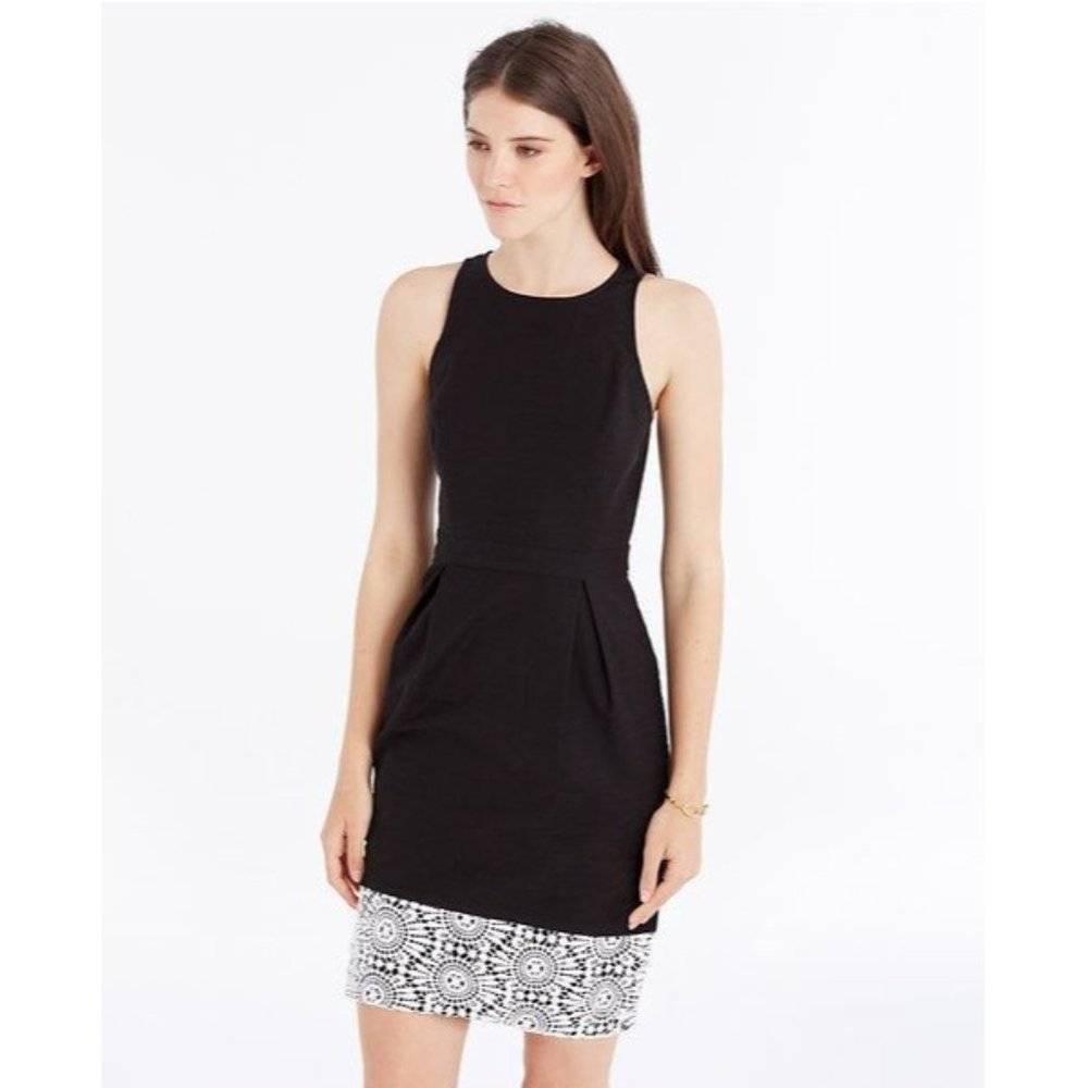 NWT Women's Ann Taylor Sleeveless Black W/ Lace Hem Sheath Dress Sz 12